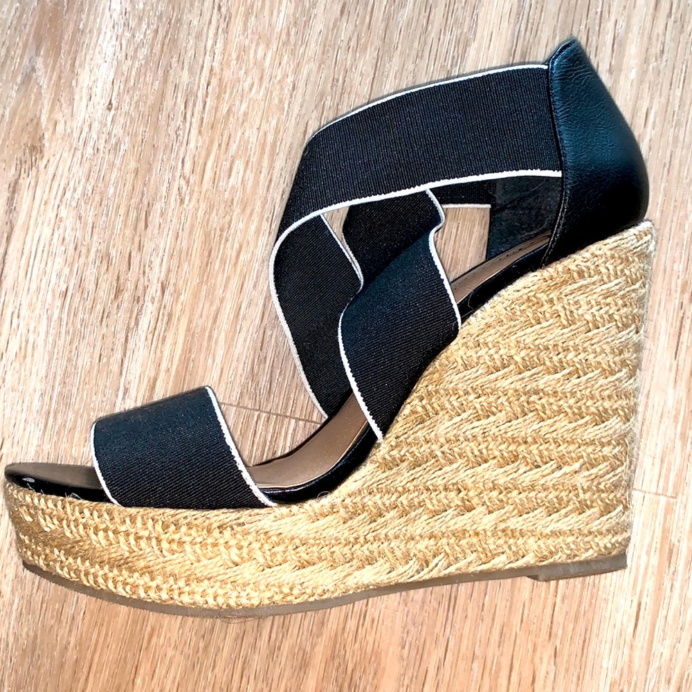 Candies black espadrille wedges